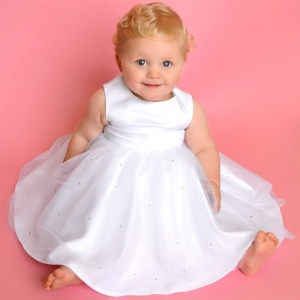Baby Girls White Diamante Organza Christening Dress